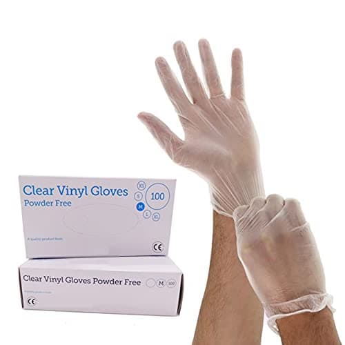 Image of 1ABOVE 100 Clear Vinyl Disposable Gloves | Latex | Powder Free | Use For Food, Safety, Cleaning, etc…(Large)