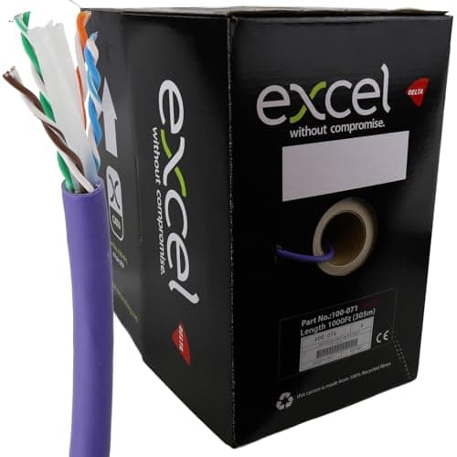 Image of kenable Excel Copper Solid Cat6 Cable U/UTP 24AWG LSOH CPR Dca 305m Violet