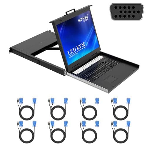 Image of MT-VIKI 19'' LCD Monitor 8 Port Rack Mount KVM Console, Standard 1U, LCD KVM Included 8 KVM Cable+Keyboard+Touch-pad, USB+VGA Support