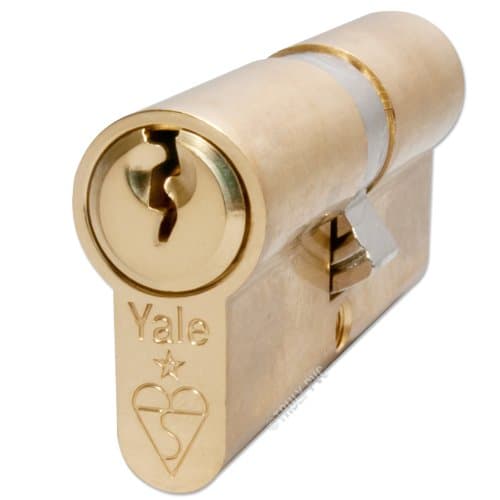 Image of Yale Anti-Bump Euro Cylinder Polished Brass 45/50 (95mm Overall) Lock - with 3 Keys - kitemark high Security British Standard BS EN 1303:2005 Lock.