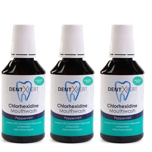 Image of FreshMint Antiseptic Mouthwash 0.2% Chlorhexidine – Peppermint Flavour, Pack of 3 x 300ml Each – Plaque Control & Gum Care
