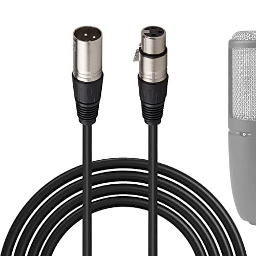 Image of GEEKRIA for Creators XLR Male to XLR Female Microphone Cable 10FT / 3M, Compatible with AKG P120, C214, P220, C414 XLS, C414 XLII, 170, P420, C 451 B, D5S, D7, Balanced Mic Cord (Black)