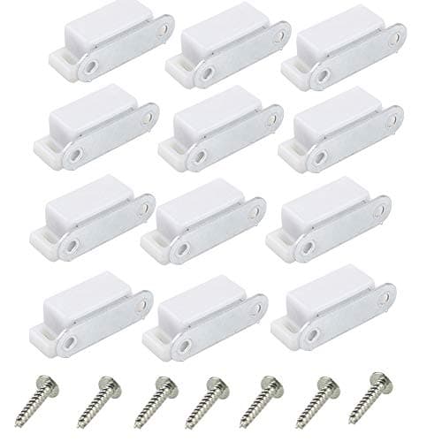 Image of Door Catch,Cupboard Magnetic Door Catch for Cabinet 12PCS +52 Pcs Screws Kit Heavy Duty Magnet Catches Kitchen Latch Small Home Furniture Wardrobe White