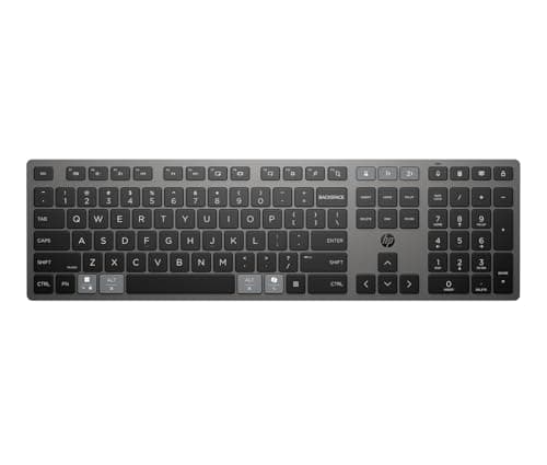 Image of HP 720 Multi-Device Rechargeable Wireless Keyboard | Ultra-fast Rechargeable Supercapacitor | 2 Months of Usage from a 3-Minute Charge | 22 Programmable Keys | 2.4GHz and Bluetooth | Black