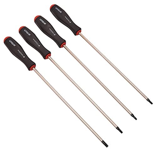 Image of Amtech – Long Reach Torx Screwdriver Set, Chrome Vanadium Blades with Magnetised Tips, Deep Access for Recessed Fasteners, 4pc, T15/T20/T25/T30, 250mm