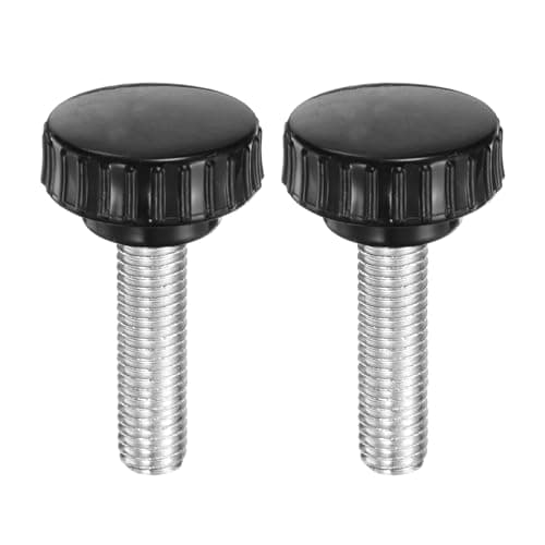 Image of sourcing map 2pcs Knurled Clamping Knobs M10 x 35mm Metric Zinc Plated Carbon Steel Male Thread Thumb Screw on Type 30mm Plastic Round Head Threaded Hand Bolt Stud Knobs Black