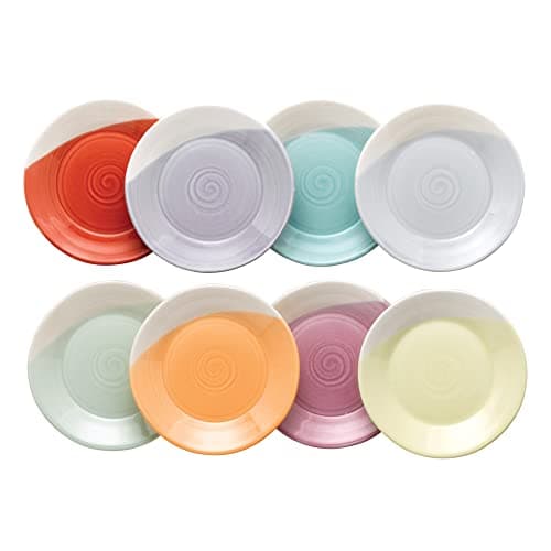 Image of Royal Doulton Mixed Set-1815 Bright Collection Plate Set of 8-Plates for Dinner, Pasta, Cereal & Soup, Various Sizes, Porcelain, 16cm
