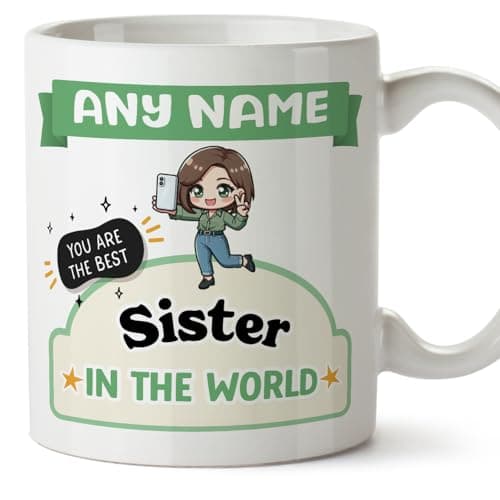 Image of MUGFFINS Sister Mug - in English - Best in The World - Kawaii - Funny Gift - Ceramic 11oz Mug