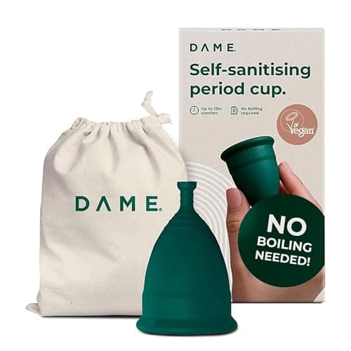 Image of DAME Period Cup - Medium | No Boiling Required | Leak-Free Period Products | Hygienic, Comfortable, Self-Sanitising, Reusable, Menstrual Cup for Women | Up to 12 Hours of Protection, Eco-Friendly