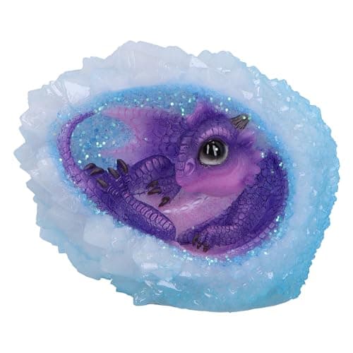 Image of Nemesis Now Geode Nest Dragonling Figurine 12.5cm, Resin, Purple/Blue, Dragonling in Crystal Geode, Collectable Ornament, Cast in the Finest Resin, Expertly Hand-Painted