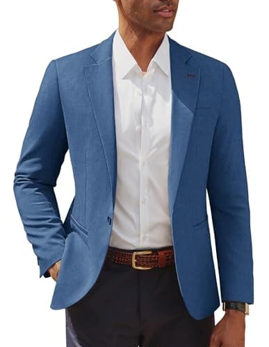 Image of PJ PAUL JONES Mens Suit Jacket Casual Sports Coats for Wedding Business Blazers Regular Fit Denim Blue M