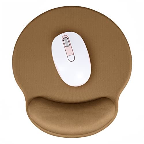 Image of Hsurbtra Mouse Pad with Wrist Rest, Ergonomic, Waterproof, Comfort (Leather Brown, L 25 x 24 cm)
