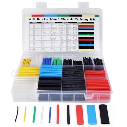 Image of ASHINER Heat Shrink Tubing Kit - 580Pcs EVA Material in 6 Colors and 11 Sizes - Ideal for Electrical Insulation, Repairs, and Wire Connectors with User-Friendly Design and Storage Case