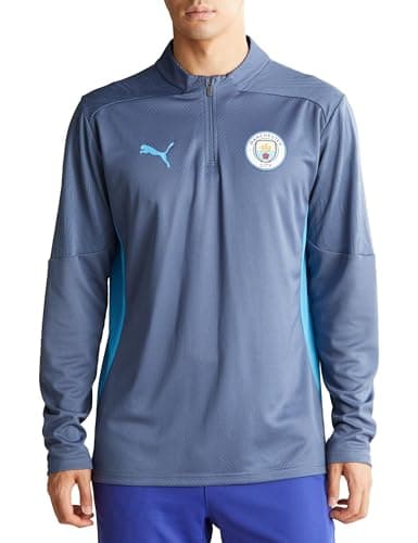 Image of Puma 777529 MCFC Training 1/4 Zip Top, Men's, 24 Fall/Winter Colors Ink Blue/Magic Blue (12), M