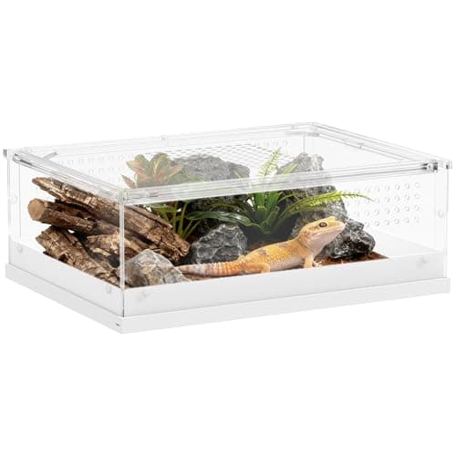 Image of PawHut Reptile Terrarium, 40 x 30 x 15cm Vivarium with Top Sliding Door, 360° Acrylic Reptile Tank Breeding Box with Vents, for Snake, Frog, Spider, Gecko, Tarantula, Stick Insect, Praying Mantis