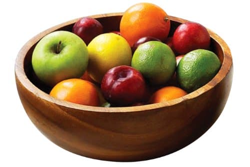 Image of Premier Housewares 1104577 Rustic Wood Fruit Bowls Carved Solid Fruit Serving Bowl Acacia Wood Salad Bowl Wooden Bowls 10 x 26 x 26 cm Natural