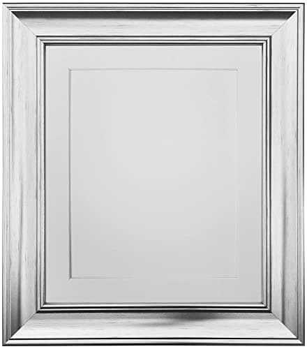 Image of FRAMES BY POST Scandi Vintage Silver Picture Photo Frame with White Mount 14 x 11 Inch For Image size A4