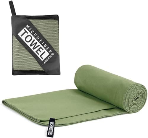 Image of LushOrchidVale Microfibre Towel - Quick dry Lightweight Absorbent Travel Towel,Beach Towel Perfect for Sports Beach Gym Swimming,Cycling,Yoga, Camping,Hiking (Army Green, 40x80cm)