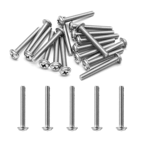 Image of Cjueiom 20 Pack M4 x 30mm 304 Stainless Steel Cabinet Screws, Phillips Pan Head with Washer for Smooth Installation, Fits Drawer Handles, Cupboard Knobs, Door Pulls, Rust Resistant, Durable