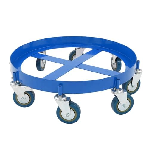 Image of Drum Dolly 200L Heavy Duty Barrel Dolly Cart with Steel Frame 2000lbs Capacity Cross Base with 8 Wheels (2 Brakeable)