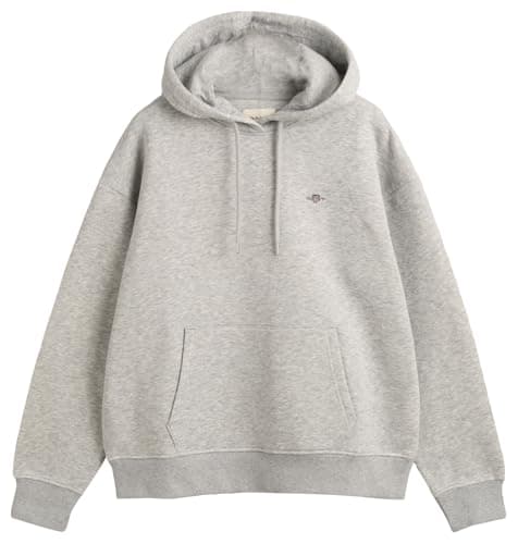 Image of GANT Women's Shield Hoodie Hooded Sweatshirt, Light Grey Mix, M