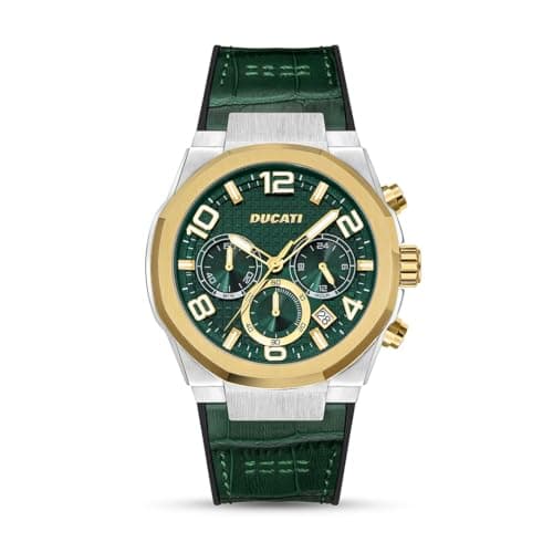 Image of Ducati DT006 Men's 43.5mm Green Dial Green Leather Strap Analog Watch