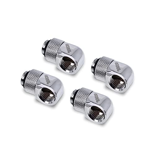 Image of Alphacool Eiszapfen L-Connector Rotatable G1/4 AG to G1/4 IG – 4 Pieces Set Chrome