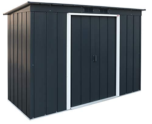 Image of Duramax ECO 8 x 4 (3.32 m2) Pent Roof Metal Storage Shed, Hot-Dipped Galvanized Metal Garden Shed, Tool Storage Shed, Strong Reinforced Roof Structure, Maintenance-Free Metal Shed, Anthracite