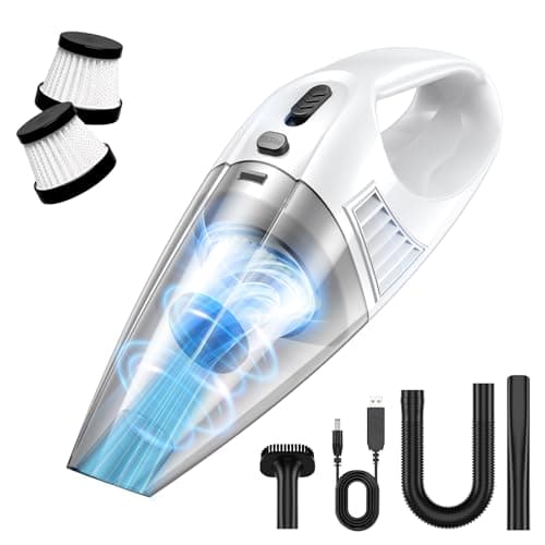 Image of Handheld Vacuum Cleaner, Powerful Cordless Car Vacuum Cleaner with 2 Filters, Lightweight Hand Held Vacuum Cordless with Multi Nozzles Portable Rechargeable Mini Handheld Vacuums for Car Home Pet Hair