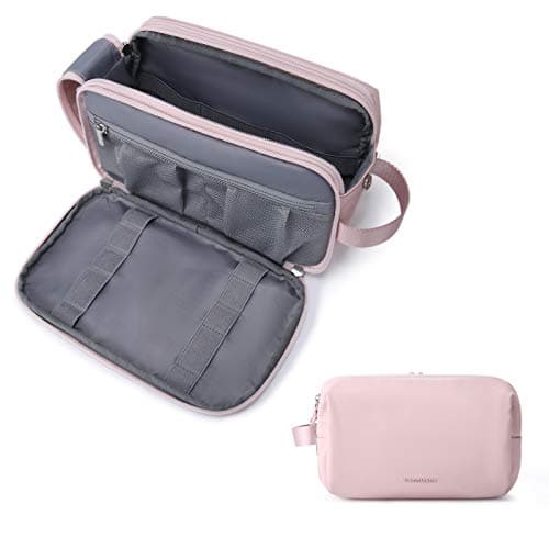 Image of BAGSMART Mens Wash Bag Travel Toiletry Bag Makeup Shower Shaving Organiser for Bathroom Camping Gym - Water Resistant & Wet Dry Seperate, Pink