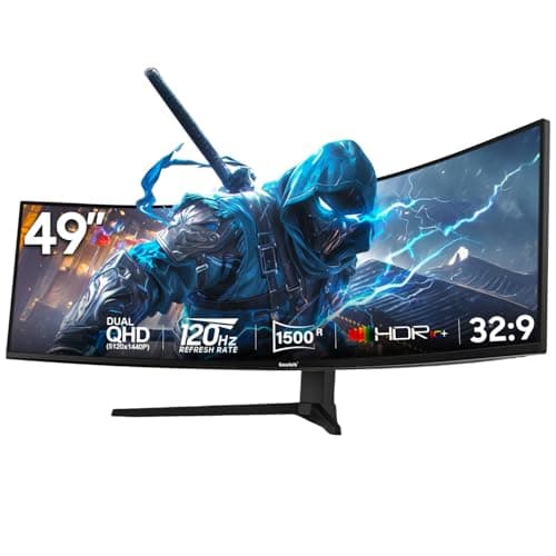 Image of Gawfolk 49 Inch Dual QHD Curved Gaming Monitor – 120Hz, 5120x1440 Super Ultra-Wide, 1500R, Height Adjustable Stand, RGB Backlight, 2x DP 1.4, 2x HDMI 2.1, PBP/PIP