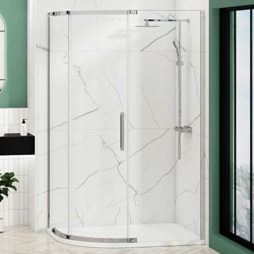 Image of Chelsea 1000 x 800mm Single Door Offset Quadrant Shower Enclosure with L/H Stone Shower Tray Walk-in Corner Cubicle Screen 8mm Easy Clean Glass, 1950mm Tall