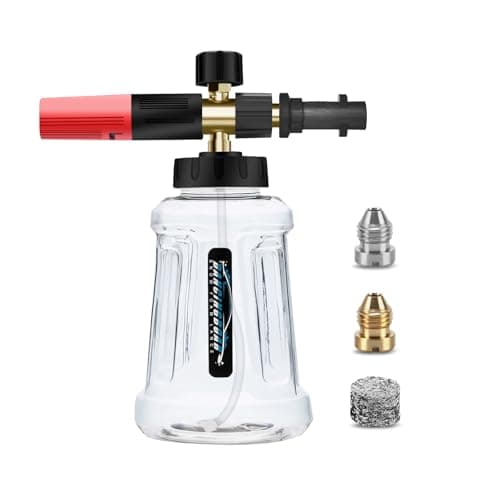 Image of DANCINGBOAR Snow Foam Lance Foam Cannon for Karcher K Series K2 K3 K4 K5 K6 K7 Pressure Washer, 1L Soap Dispenser with Adjustable Spray Nozzle and New Generation Connector (Black & Red)