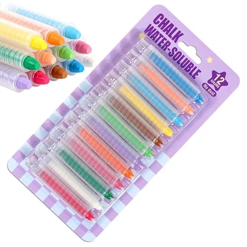 Image of Kids Powder Free Chalk Set - Washable Pencils in Twelve Colors with Smooth Writing, Art Chalkboard Sticks, Chalkboard Drawing Tools, cl Craft Supplies