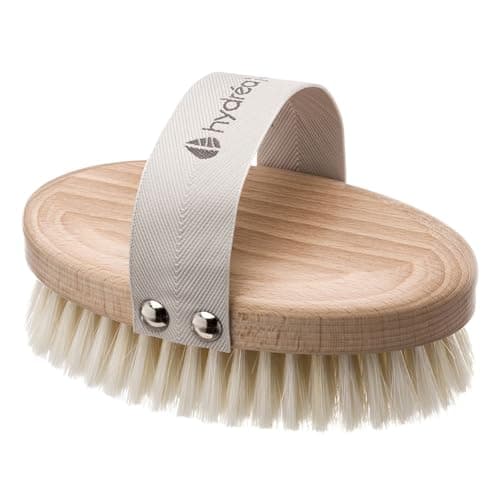 Image of Hydrea London Wet & Dry Body Brush - Exfoliating Cactus & Nylon Vegan Bristle - Natural Dry Scrubber, 100% Vegan, Lymphatic Drainage, Anti-Cellulite, FSC® Certified Beechwood