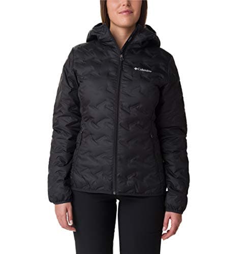 Image of Columbia Women's Delta Ridge Down Hooded Jacket, Hooded Puffer Down Jacket, Black, Size XS