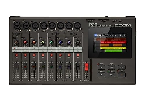 Image of ZOOM R20 16-track recorder and creative sound studio for musicians, bands and songwriters, XLR with phantom power, effects, touchscreen, ideal for music production, recording and editing