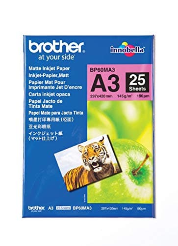 Image of Brother BP60MA3 Inkjet Paper, A3, Matte, 297 mm (W) x 420 mm (L), 25 Sheets, Brother Genuine Supplies, white