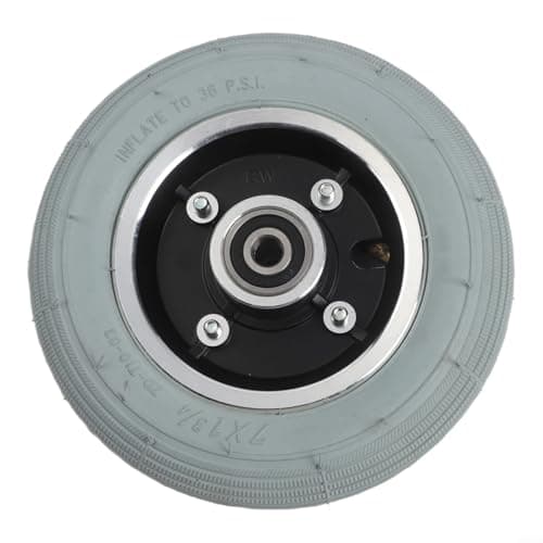 Image of Hoppipola 7-Inch Electric Wheelchair Front Wheel for Replacement, 7x1 3/4 Gray Pneumatic for Tire with Aluminum Rim, 8mm/10mm for Hub(black 10mm)