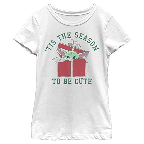 Image of Star Wars Unisex Child Christmas The 'Tis Season to Be Cute Girls T-Shirt, White, X-Small US, White, XS