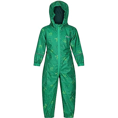 Image of Regatta Kids Little Adventurers Pobble Waterproof Suit, Jelly Bean Dinosaur, 18-24 Months