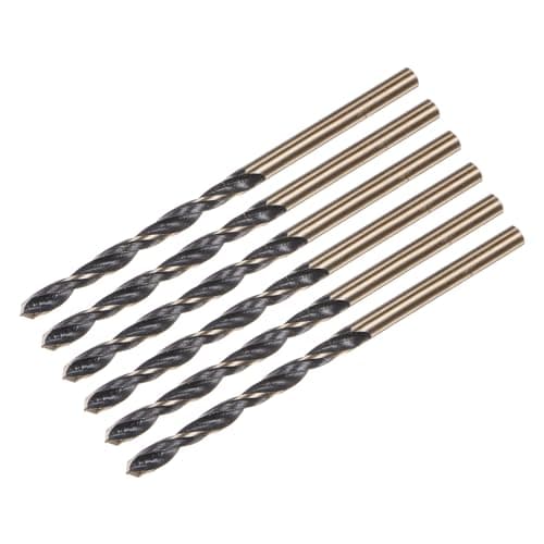 Image of sourcing map 6pcs Jobber Drill Bits 3mm (0.118") Black Nitride & Gold Titanium Coated M2 High Speed Steel (HSS) Twist Drill Bits for Stainless Steel Aluminum Alloy Metal