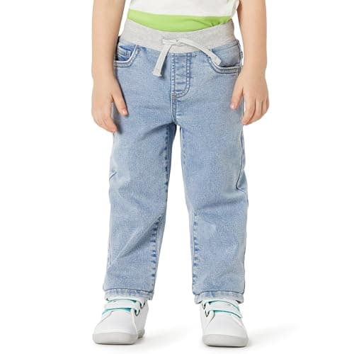 Image of Amazon Essentials Unisex Babies' Soft Stretch Pull-On Jeans for Boys and Girls , Stone Light Wash, 12 Months