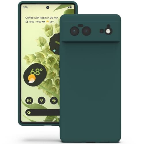 Image of YATWIN Silicone Case for Google Pixel 6 5G, Soft-Touch, Shockproof, DustProof, Antiskid Full Body Armour Phone Cover for Google Pixel 6 5G - Dark Green