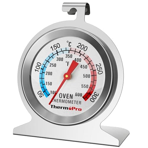 Image of ThermoPro Oven Thermometer for Inside Oven, Upgraded 431 Stainless Steel Dial Easy to Read Meat Thermometer with Tempered Glass, Pizza Oven Temperature Gauge for Baking Grilling Cooking Thermometer