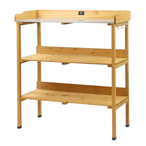 Image of KCT 3 Tier Wooden Outdoor Garden Potting Table Bench