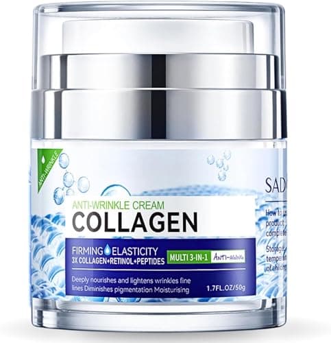 Image of Anti Wrinkle Collagen Face Cream With Retinol & Peptides, 3 In 1 Anti-Aging Face Cream For Wrinkles, Fine Lines,Day and Night Cream For All Skin Types,Collagen Cream For Face & Neck (Blue, 50 ml)