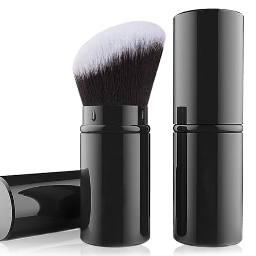 Image of Falliny Retractable Airbrush Kabuki Brush, Angled Top Powder Foundation Professional Makeup Brushes with Aluminum Handle for Blush, Liquid, Cream, Cosmetics, Loose Powder