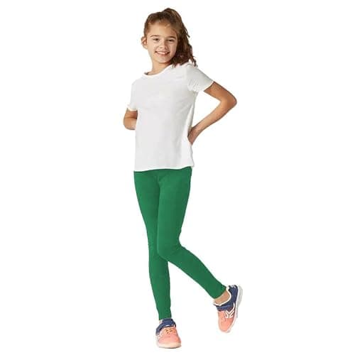 Image of BODYWEAR LTD - Girls' Kids Plain Leggings - Children and Teen Basic Stretchy Full-Length Pants for Everyday - Style and Active Play – Perfect for School, Travel, Sports (Bottle Green, 5-6 Years)