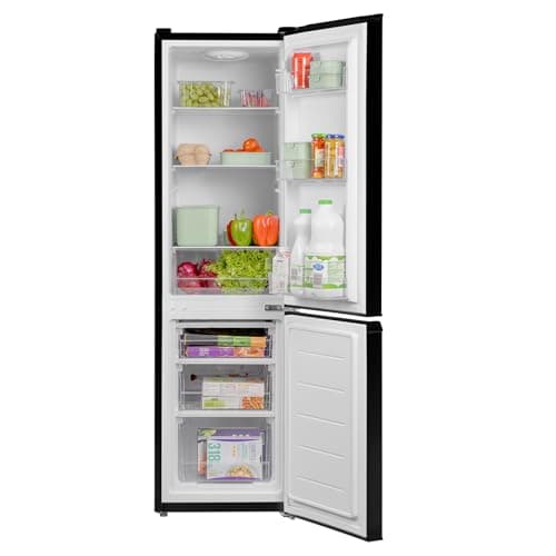 Image of SIA SFF15144BL/E 60/40 Split Freestanding 165L Combi Fridge Freezer in Black, 4* Freezer Compartment, E Rated, Reversible Doors, Adjustable Shelves, 2 Years Parts & Labour Guarantee